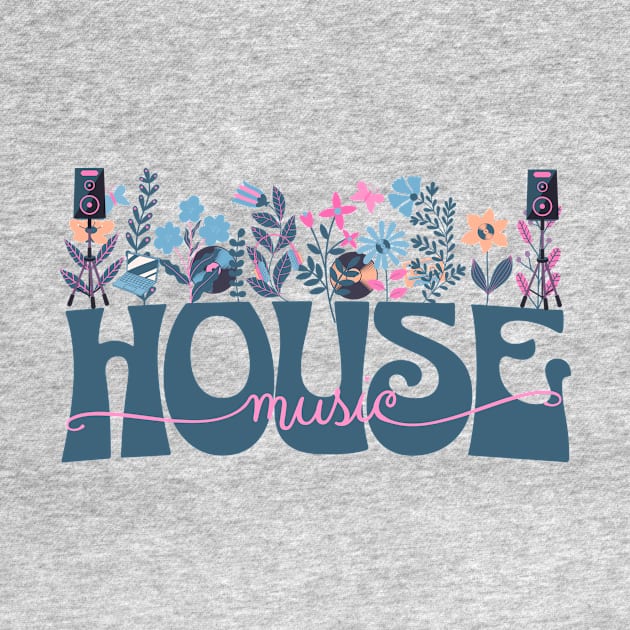 HOUSE MUSIC  - In Full Bloom  (blue/pink/tan) by DISCOTHREADZ 